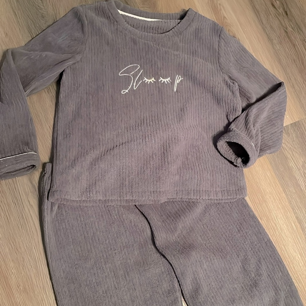 2 piece sleep pj set size large, grey polyester